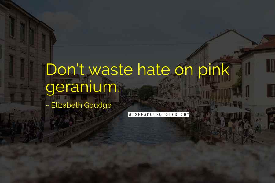 Elizabeth Goudge Quotes: Don't waste hate on pink geranium.
