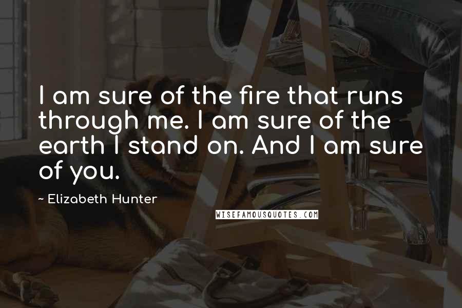 Elizabeth Hunter Quotes: I am sure of the fire that runs through me. I am sure of the earth I stand on. And I am sure of you.