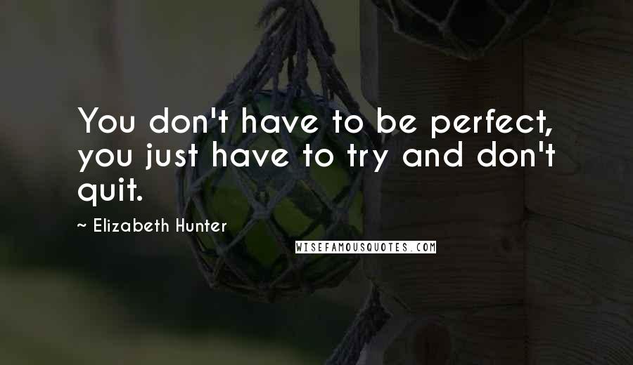 Elizabeth Hunter Quotes: You don't have to be perfect, you just have to try and don't quit.