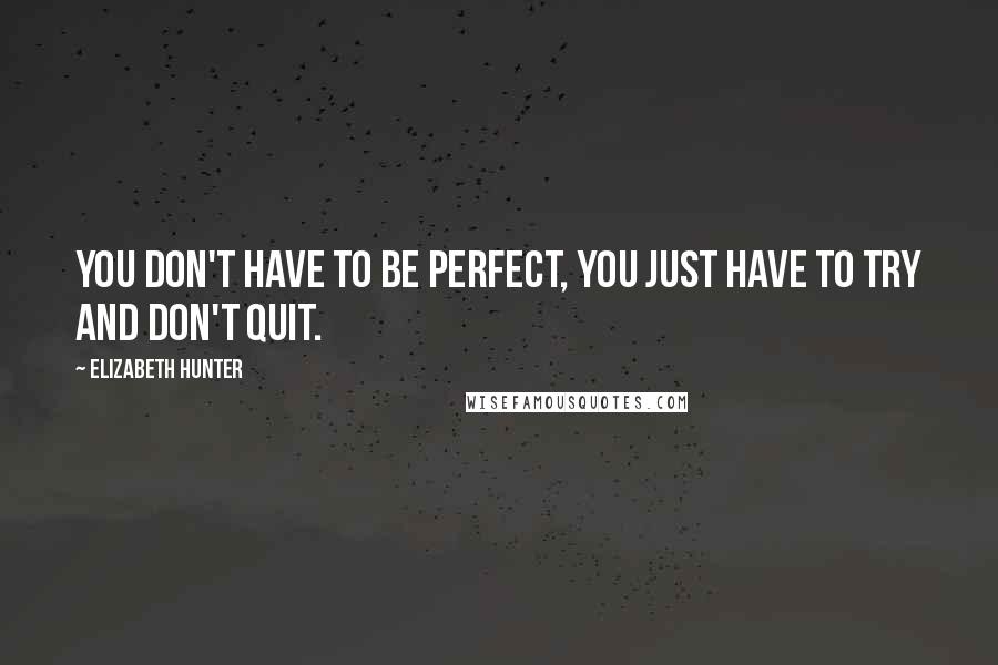 Elizabeth Hunter Quotes: You don't have to be perfect, you just have to try and don't quit.