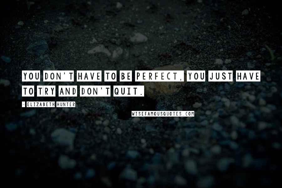 Elizabeth Hunter Quotes: You don't have to be perfect, you just have to try and don't quit.