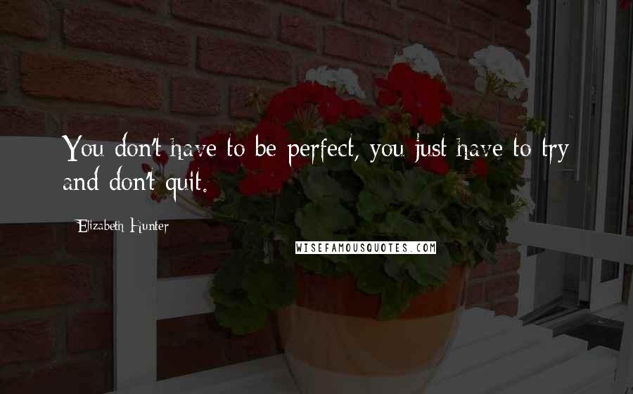 Elizabeth Hunter Quotes: You don't have to be perfect, you just have to try and don't quit.