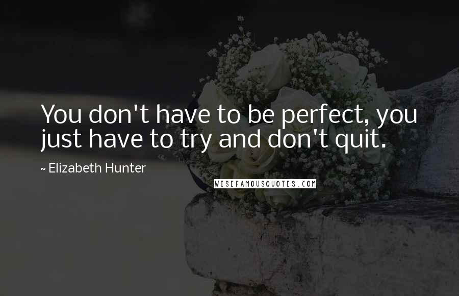 Elizabeth Hunter Quotes: You don't have to be perfect, you just have to try and don't quit.