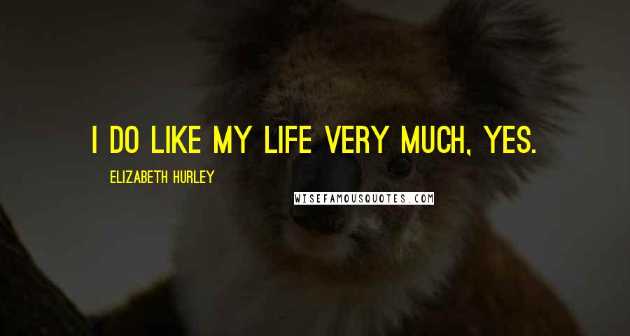 Elizabeth Hurley Quotes: I do like my life very much, yes.