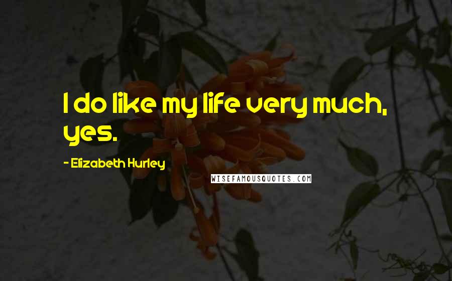 Elizabeth Hurley Quotes: I do like my life very much, yes.