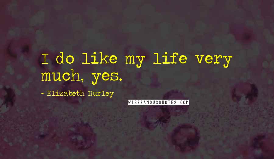 Elizabeth Hurley Quotes: I do like my life very much, yes.