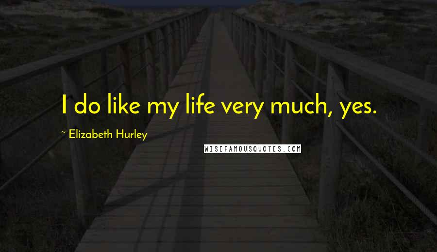 Elizabeth Hurley Quotes: I do like my life very much, yes.