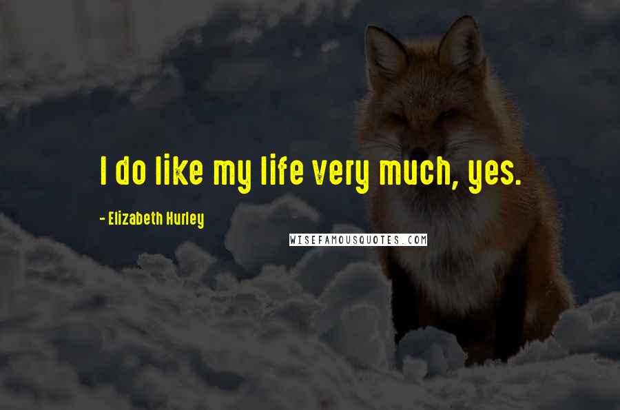 Elizabeth Hurley Quotes: I do like my life very much, yes.