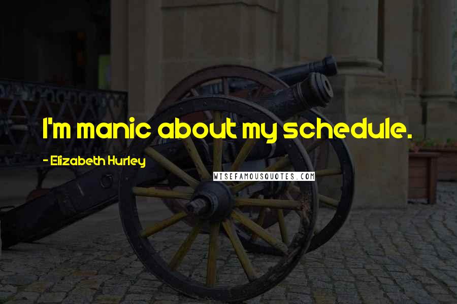 Elizabeth Hurley Quotes: I'm manic about my schedule.