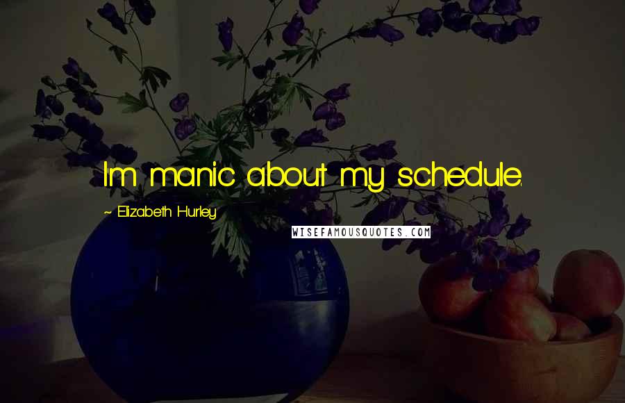 Elizabeth Hurley Quotes: I'm manic about my schedule.