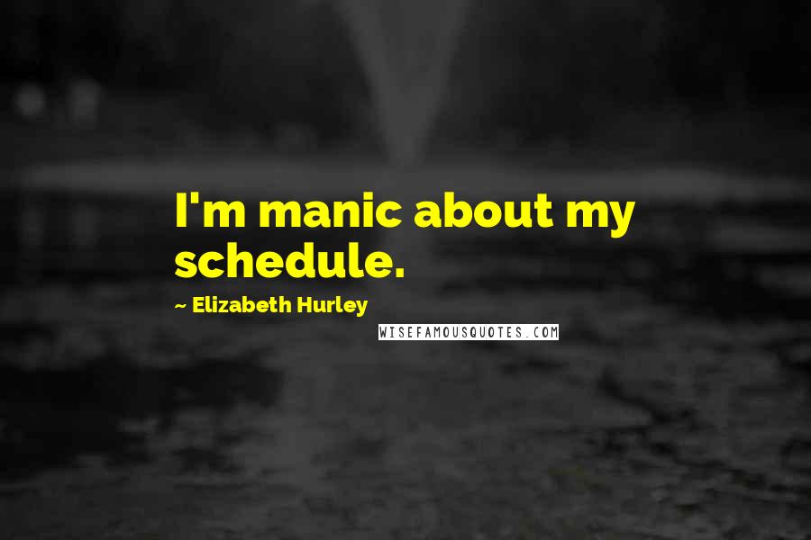 Elizabeth Hurley Quotes: I'm manic about my schedule.