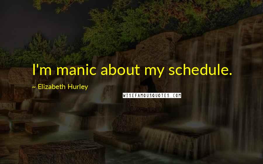 Elizabeth Hurley Quotes: I'm manic about my schedule.