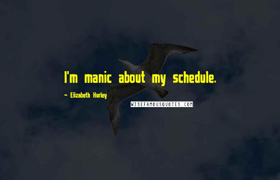 Elizabeth Hurley Quotes: I'm manic about my schedule.