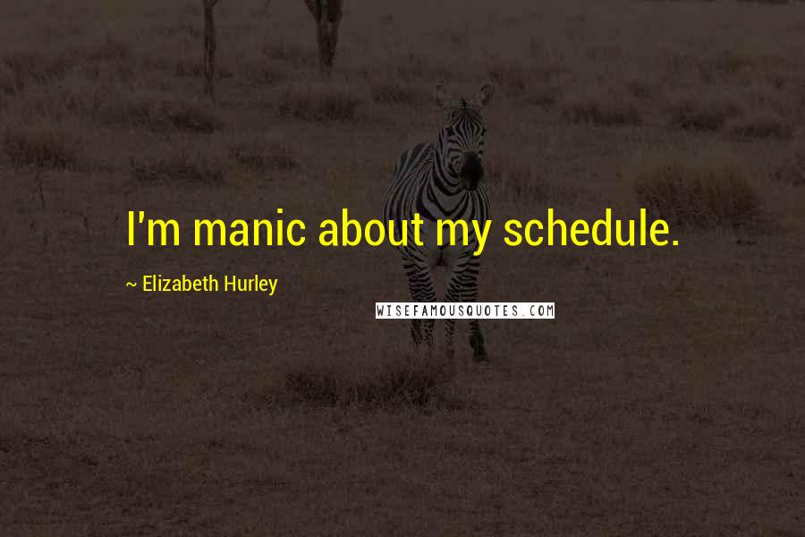 Elizabeth Hurley Quotes: I'm manic about my schedule.