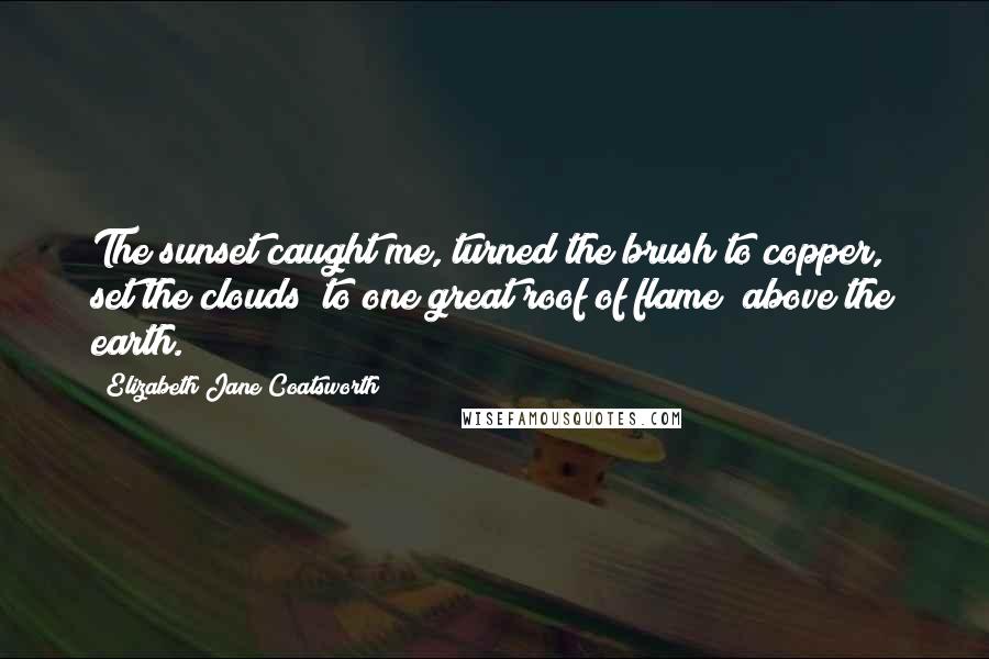 Elizabeth Jane Coatsworth Quotes: The sunset caught me, turned the brush to copper,/ set the clouds/ to one great roof of flame/ above the earth.