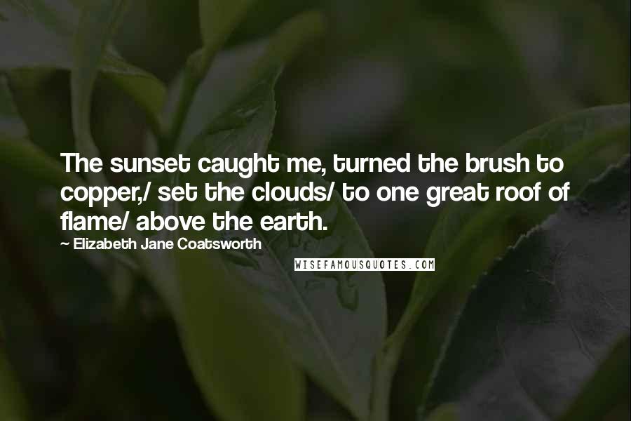 Elizabeth Jane Coatsworth Quotes: The sunset caught me, turned the brush to copper,/ set the clouds/ to one great roof of flame/ above the earth.