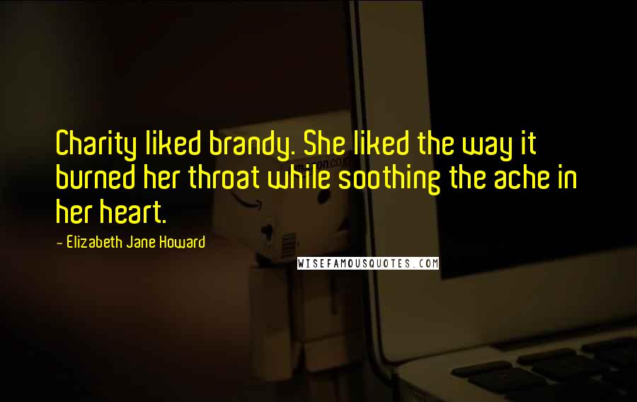 Elizabeth Jane Howard Quotes: Charity liked brandy. She liked the way it burned her throat while soothing the ache in her heart.