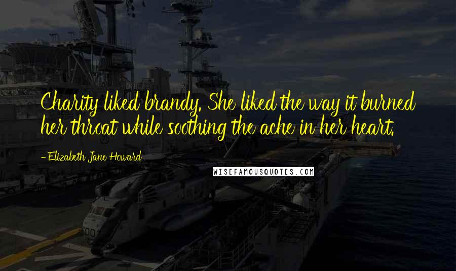 Elizabeth Jane Howard Quotes: Charity liked brandy. She liked the way it burned her throat while soothing the ache in her heart.