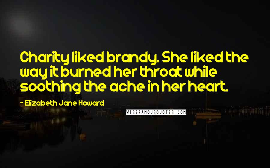 Elizabeth Jane Howard Quotes: Charity liked brandy. She liked the way it burned her throat while soothing the ache in her heart.