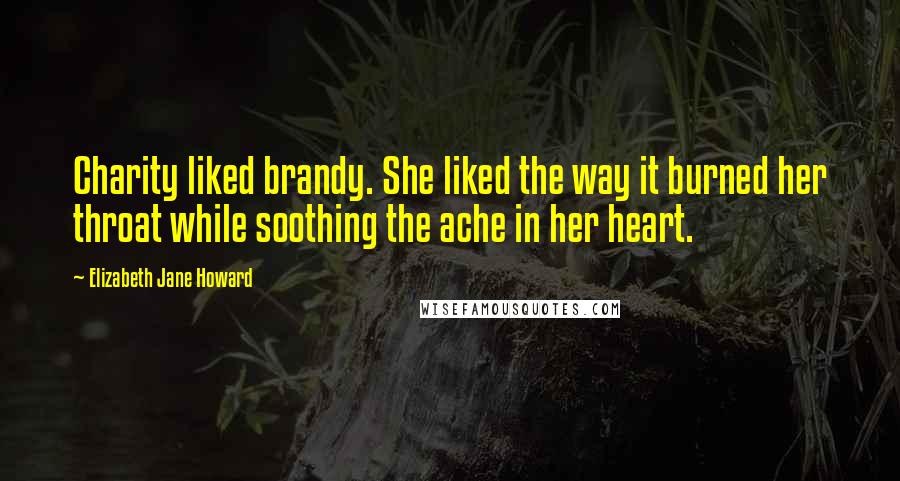 Elizabeth Jane Howard Quotes: Charity liked brandy. She liked the way it burned her throat while soothing the ache in her heart.