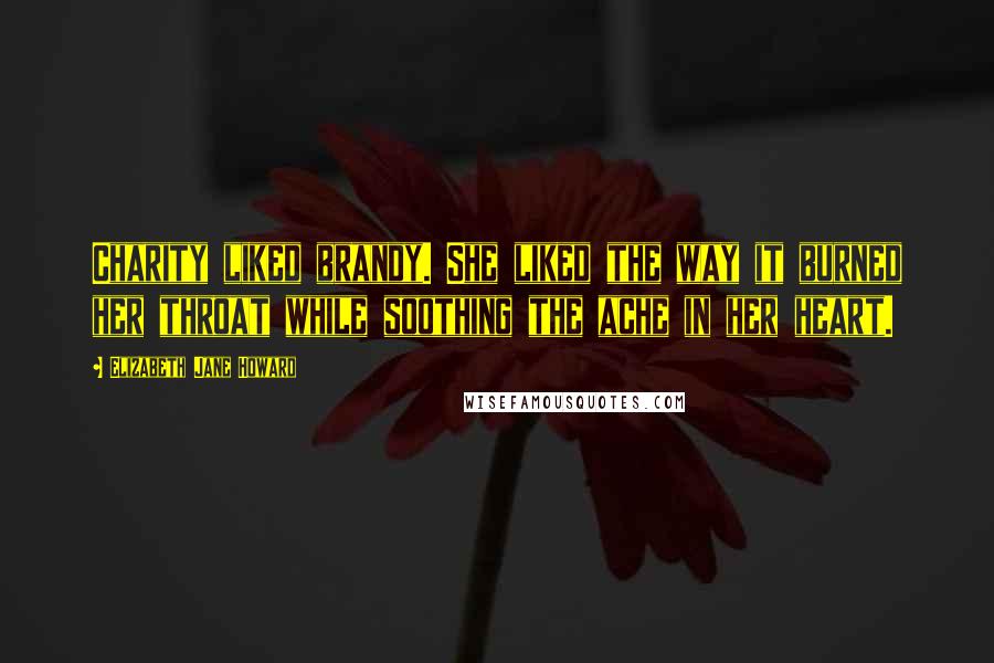 Elizabeth Jane Howard Quotes: Charity liked brandy. She liked the way it burned her throat while soothing the ache in her heart.