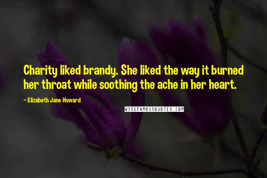 Elizabeth Jane Howard Quotes: Charity liked brandy. She liked the way it burned her throat while soothing the ache in her heart.