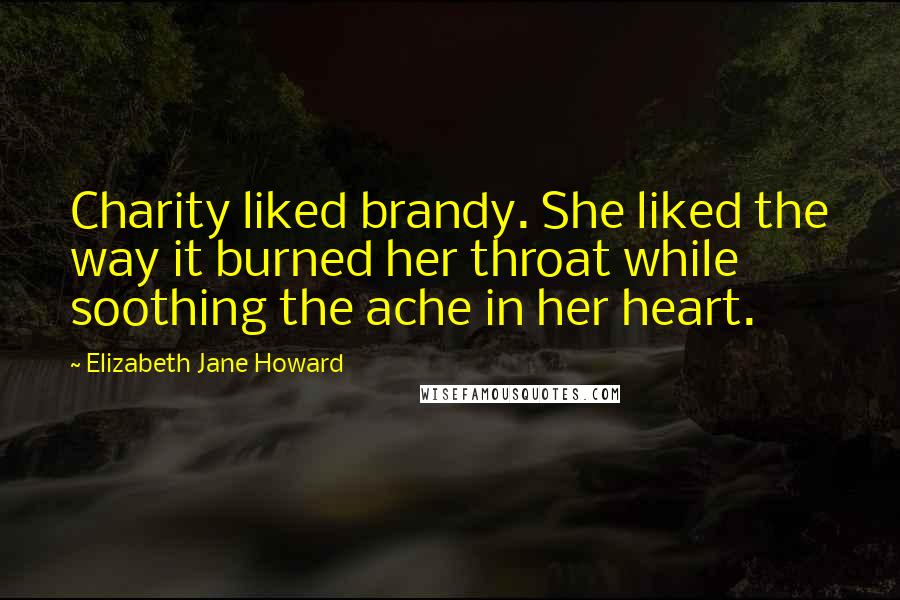 Elizabeth Jane Howard Quotes: Charity liked brandy. She liked the way it burned her throat while soothing the ache in her heart.