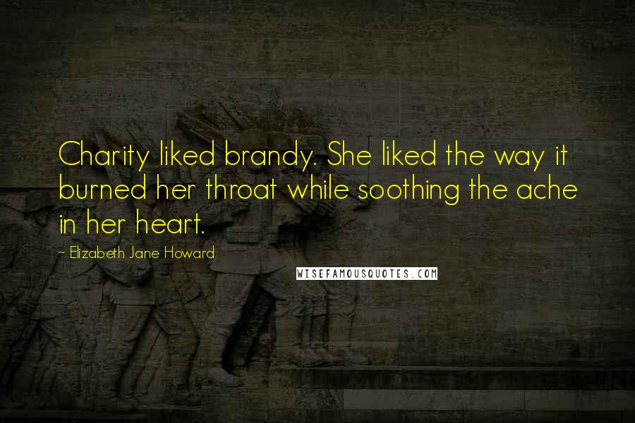 Elizabeth Jane Howard Quotes: Charity liked brandy. She liked the way it burned her throat while soothing the ache in her heart.