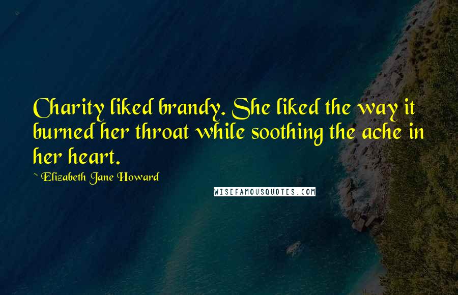 Elizabeth Jane Howard Quotes: Charity liked brandy. She liked the way it burned her throat while soothing the ache in her heart.