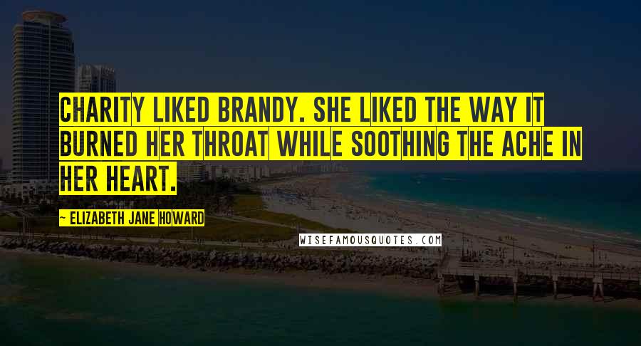 Elizabeth Jane Howard Quotes: Charity liked brandy. She liked the way it burned her throat while soothing the ache in her heart.