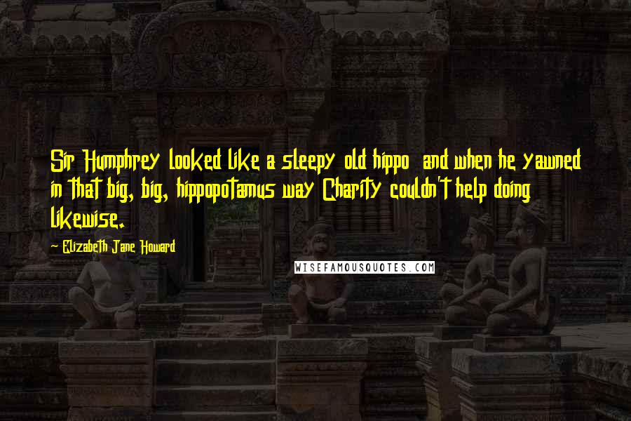 Elizabeth Jane Howard Quotes: Sir Humphrey looked like a sleepy old hippo  and when he yawned in that big, big, hippopotamus way Charity couldn't help doing likewise.