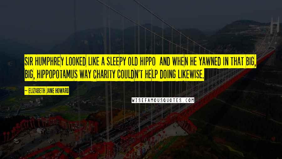 Elizabeth Jane Howard Quotes: Sir Humphrey looked like a sleepy old hippo  and when he yawned in that big, big, hippopotamus way Charity couldn't help doing likewise.