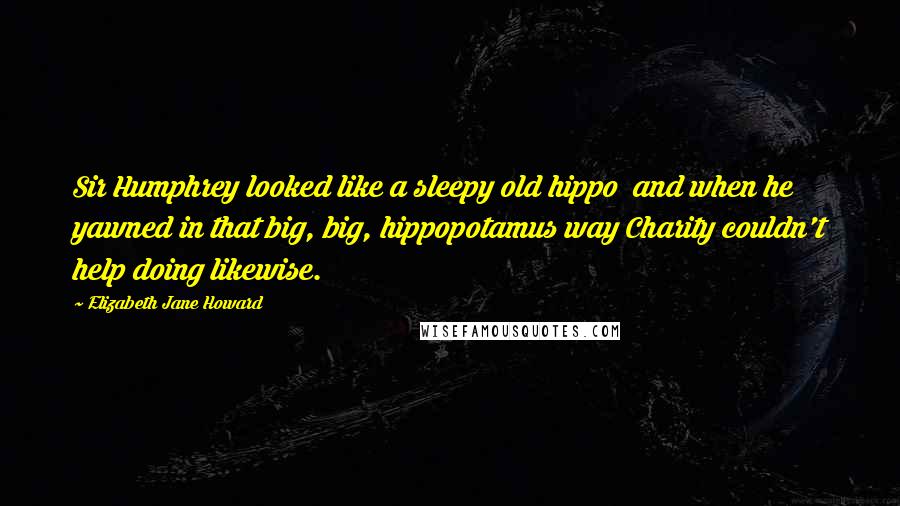 Elizabeth Jane Howard Quotes: Sir Humphrey looked like a sleepy old hippo  and when he yawned in that big, big, hippopotamus way Charity couldn't help doing likewise.