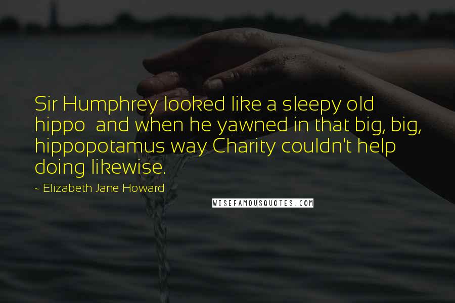 Elizabeth Jane Howard Quotes: Sir Humphrey looked like a sleepy old hippo  and when he yawned in that big, big, hippopotamus way Charity couldn't help doing likewise.