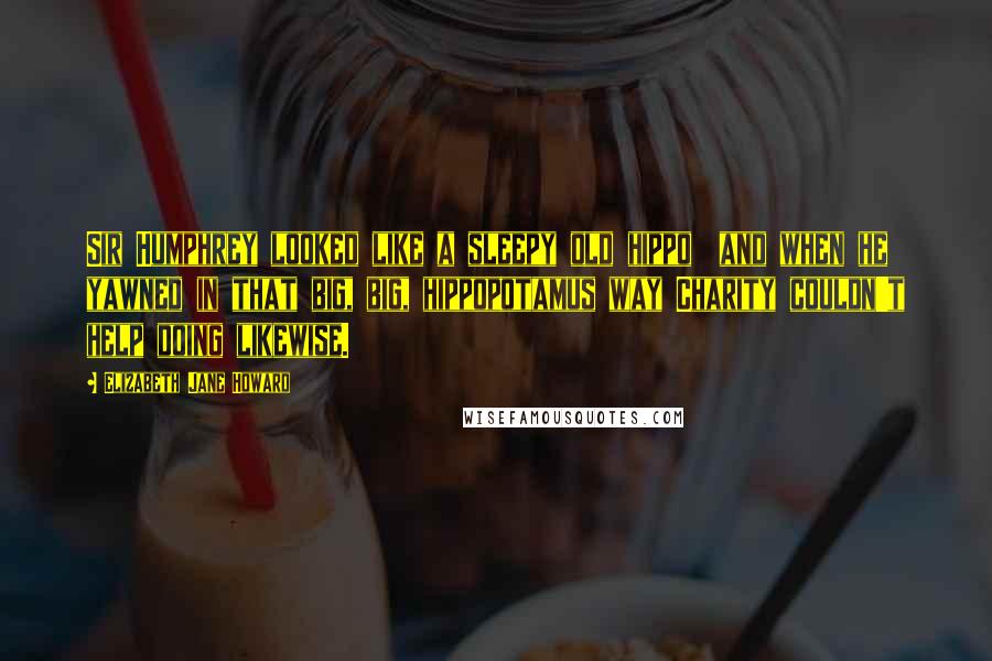 Elizabeth Jane Howard Quotes: Sir Humphrey looked like a sleepy old hippo  and when he yawned in that big, big, hippopotamus way Charity couldn't help doing likewise.