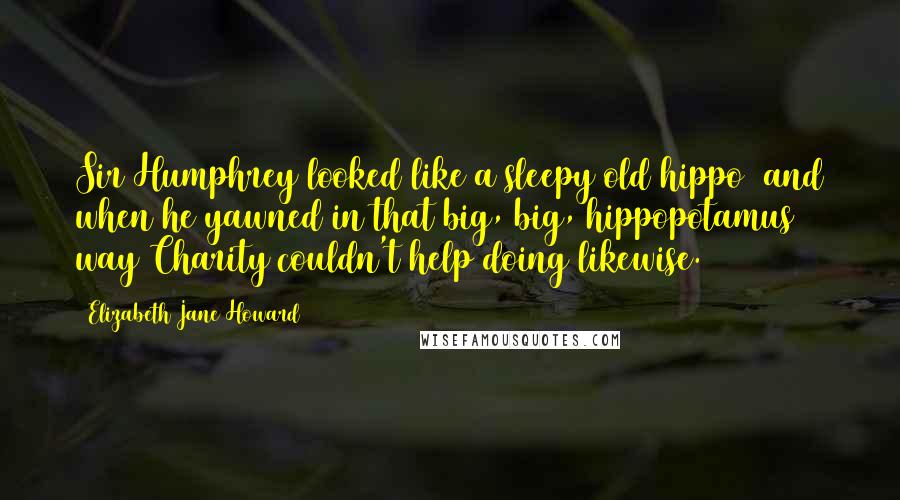 Elizabeth Jane Howard Quotes: Sir Humphrey looked like a sleepy old hippo  and when he yawned in that big, big, hippopotamus way Charity couldn't help doing likewise.