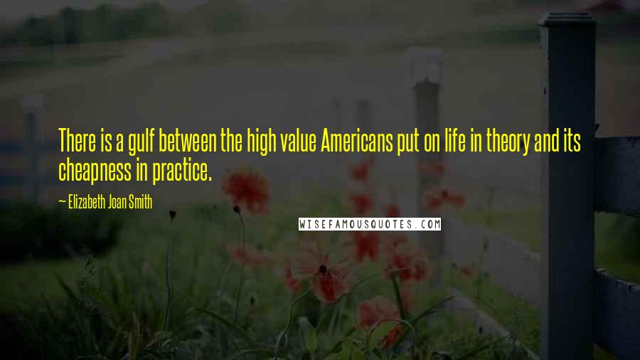 Elizabeth Joan Smith Quotes: There is a gulf between the high value Americans put on life in theory and its cheapness in practice.