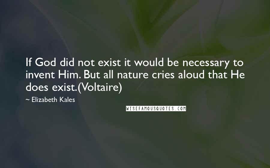 Elizabeth Kales Quotes: If God did not exist it would be necessary to invent Him. But all nature cries aloud that He does exist.(Voltaire)