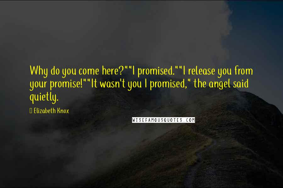 Elizabeth Knox Quotes: Why do you come here?""I promised.""I release you from your promise!""It wasn't you I promised," the angel said quietly.