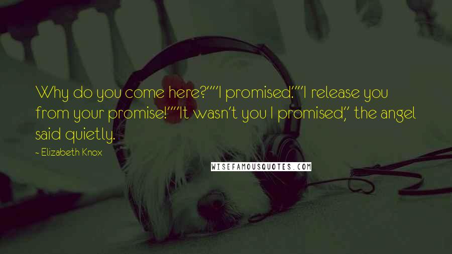 Elizabeth Knox Quotes: Why do you come here?""I promised.""I release you from your promise!""It wasn't you I promised," the angel said quietly.