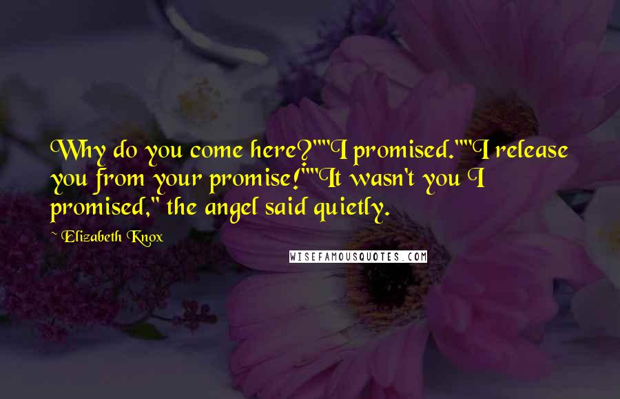 Elizabeth Knox Quotes: Why do you come here?""I promised.""I release you from your promise!""It wasn't you I promised," the angel said quietly.