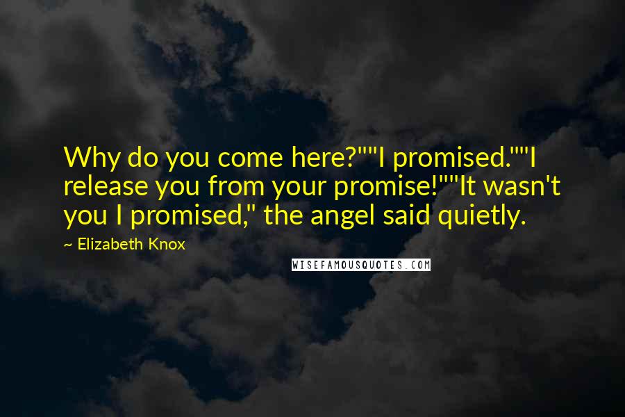 Elizabeth Knox Quotes: Why do you come here?""I promised.""I release you from your promise!""It wasn't you I promised," the angel said quietly.