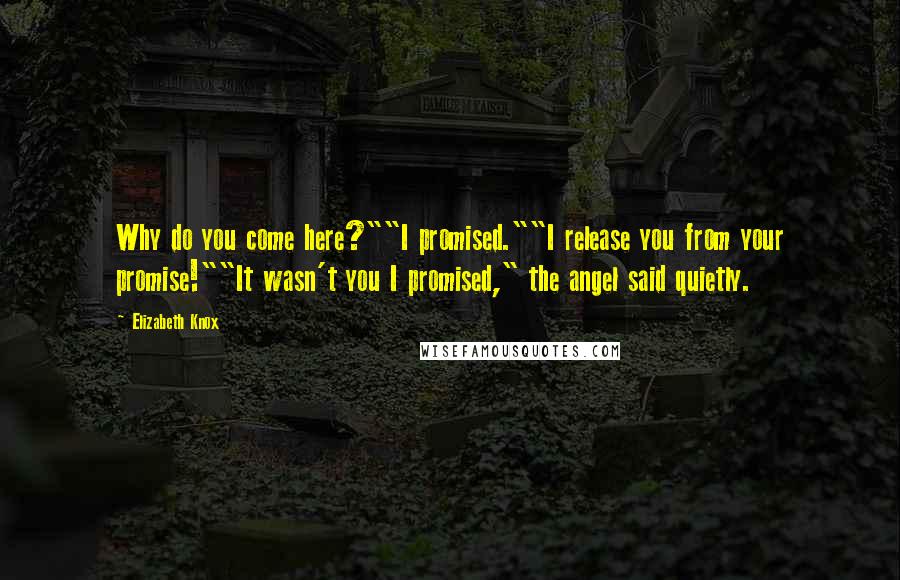 Elizabeth Knox Quotes: Why do you come here?""I promised.""I release you from your promise!""It wasn't you I promised," the angel said quietly.