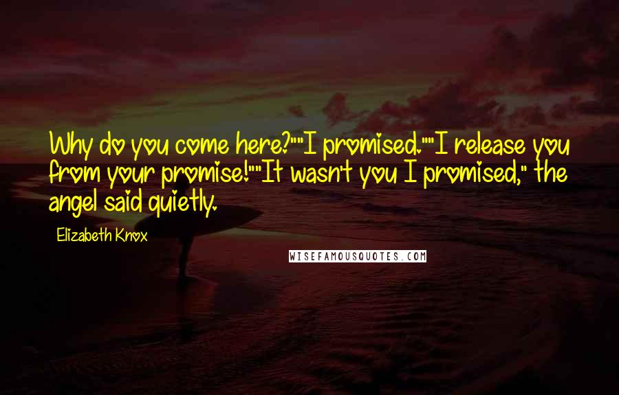 Elizabeth Knox Quotes: Why do you come here?""I promised.""I release you from your promise!""It wasn't you I promised," the angel said quietly.