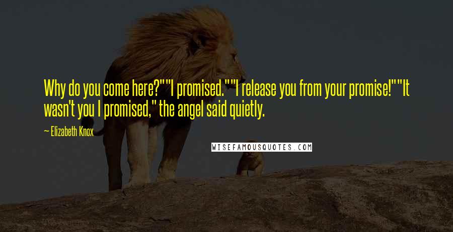 Elizabeth Knox Quotes: Why do you come here?""I promised.""I release you from your promise!""It wasn't you I promised," the angel said quietly.