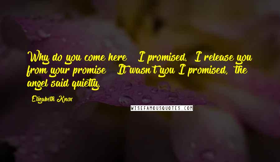 Elizabeth Knox Quotes: Why do you come here?""I promised.""I release you from your promise!""It wasn't you I promised," the angel said quietly.