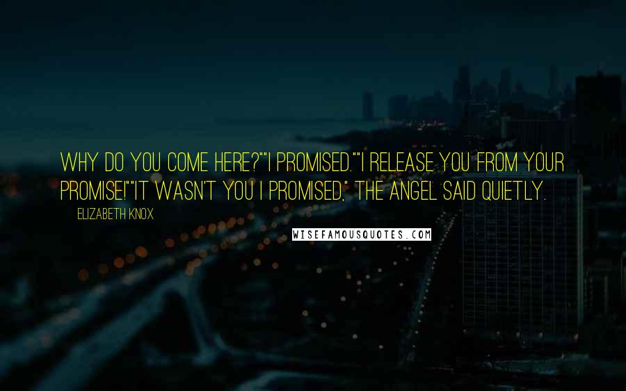 Elizabeth Knox Quotes: Why do you come here?""I promised.""I release you from your promise!""It wasn't you I promised," the angel said quietly.