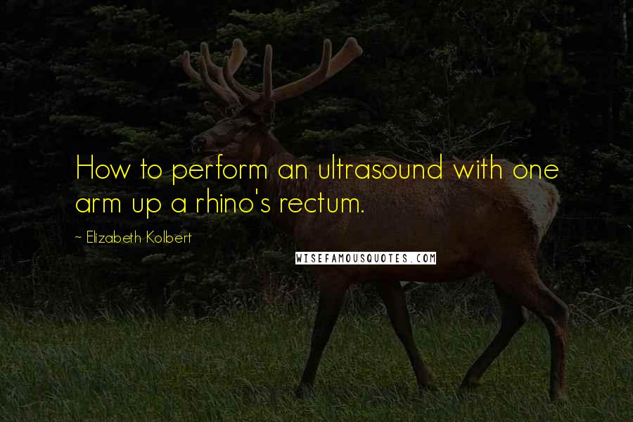 Elizabeth Kolbert Quotes: How to perform an ultrasound with one arm up a rhino's rectum.