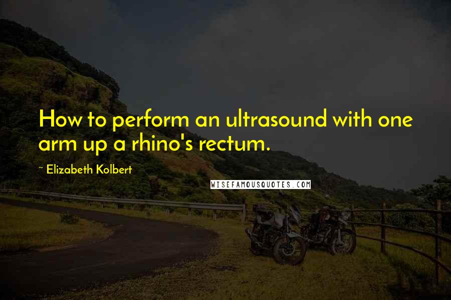 Elizabeth Kolbert Quotes: How to perform an ultrasound with one arm up a rhino's rectum.