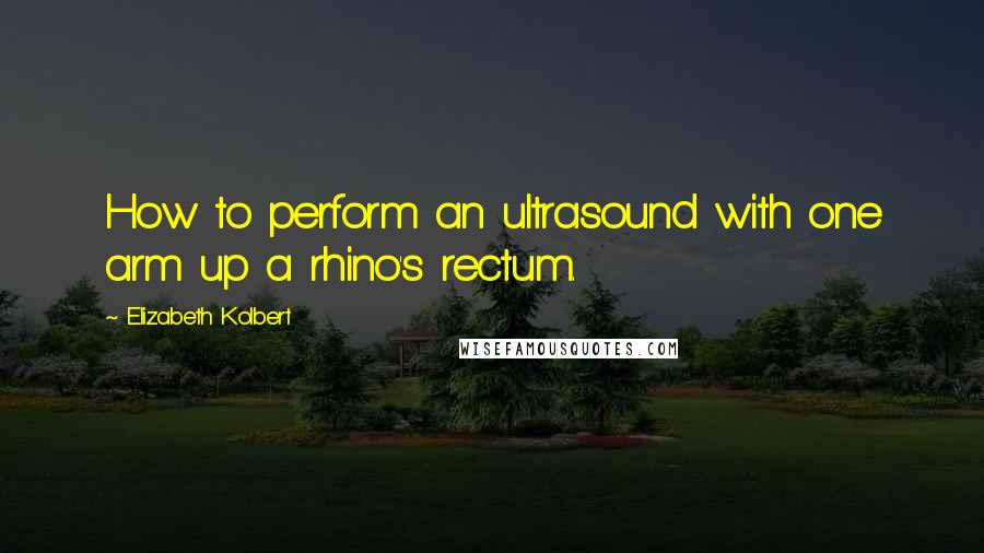 Elizabeth Kolbert Quotes: How to perform an ultrasound with one arm up a rhino's rectum.